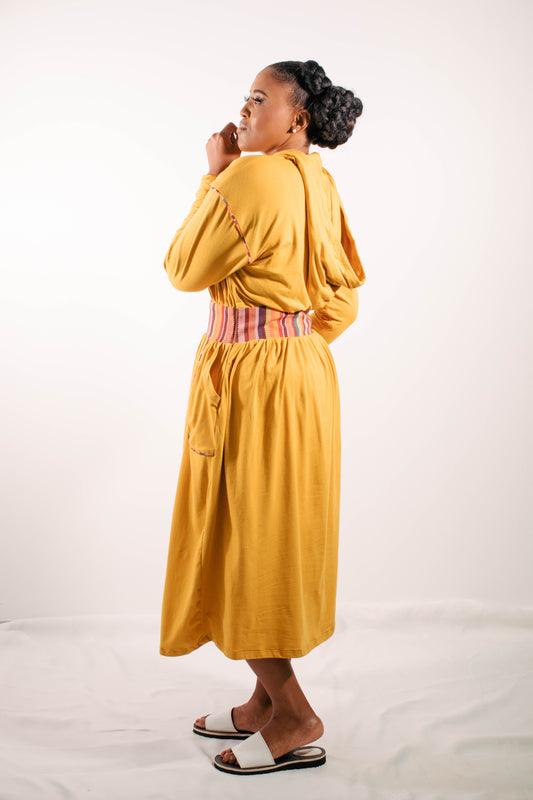 Nina Yellow Hooded Dress